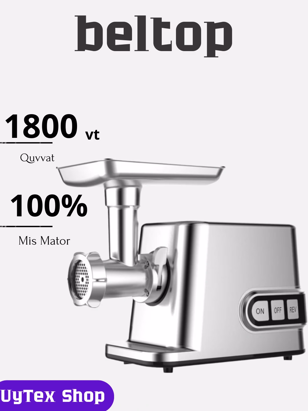 Elektr go'shtqiymalagich Beltop CM9003, 1800 Vt, kumush