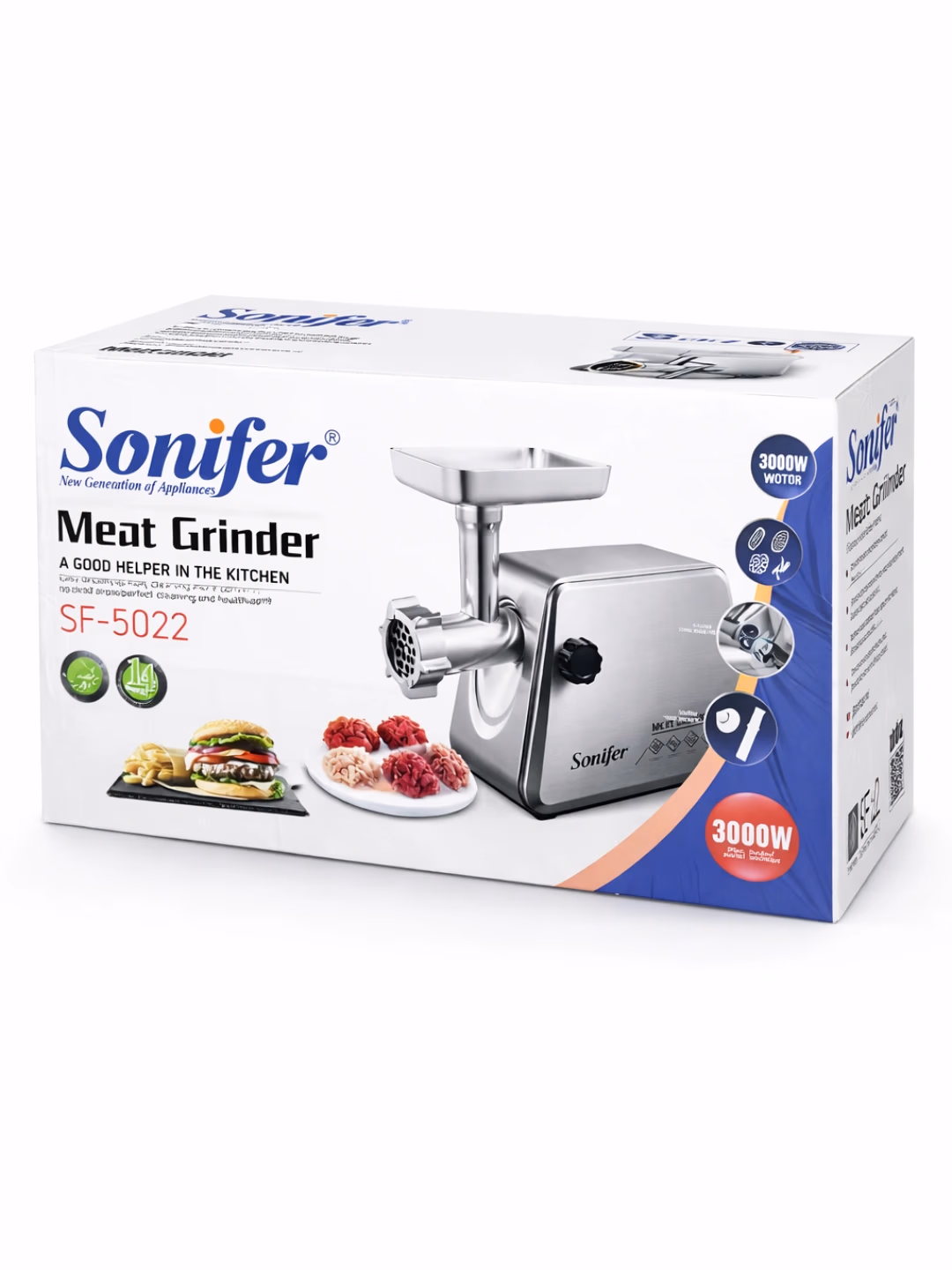 Elektr go'shtqiymalagich Sonifer SF-5022, 3000 Vt, kumushrang - 5