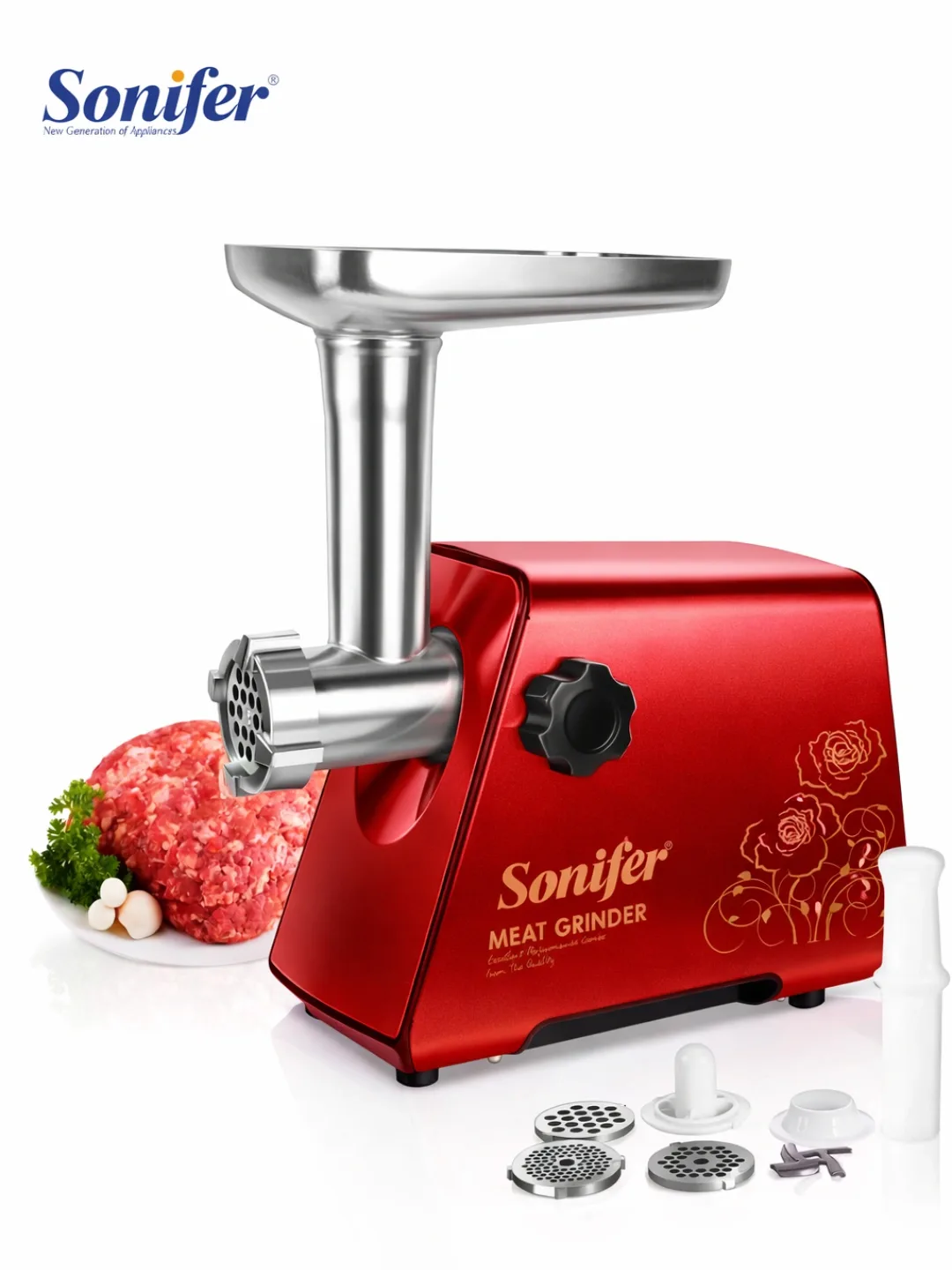 Elektr go'shtqiymalagich Sonifer SF-5016, 1200 Vt, qizil