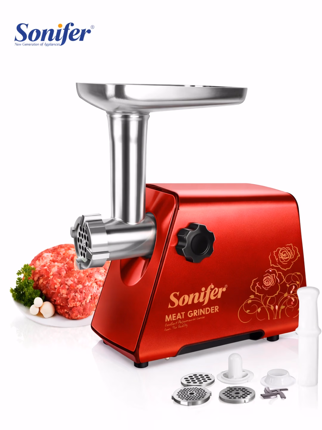 Elektr go'shtqiymalagich Sonifer SF-5016, 1200 Vt, qizil - 6