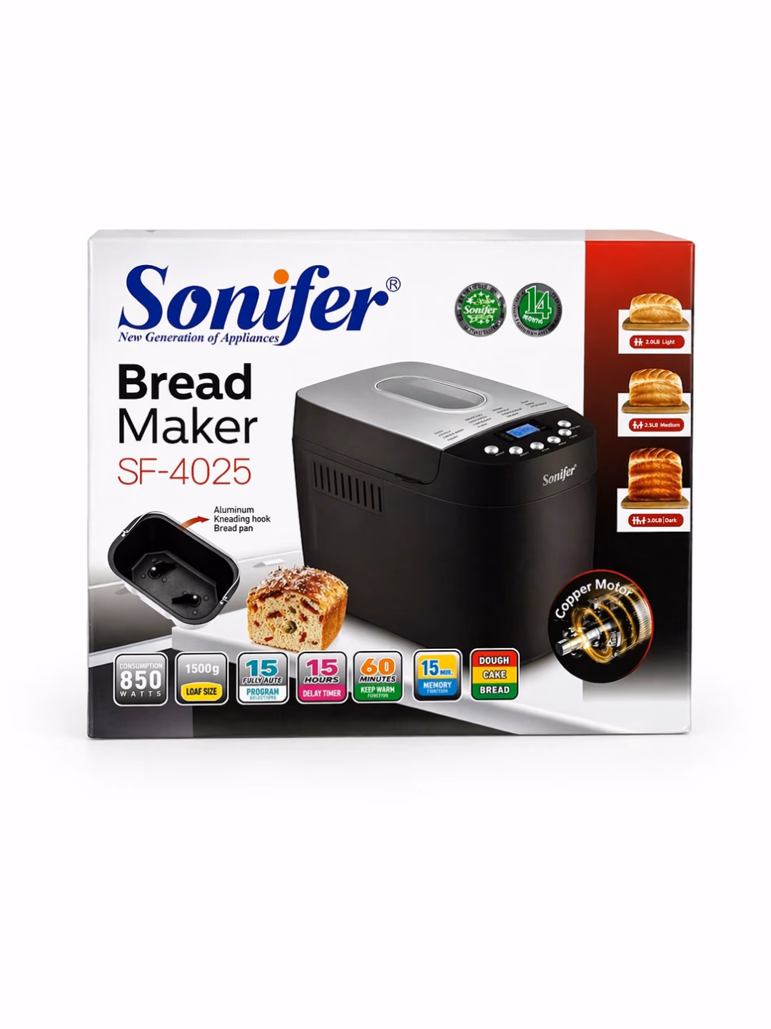Non pishirgich Sonifer SF-4025, 15 ta dastur, 850 Vt, qora - 5