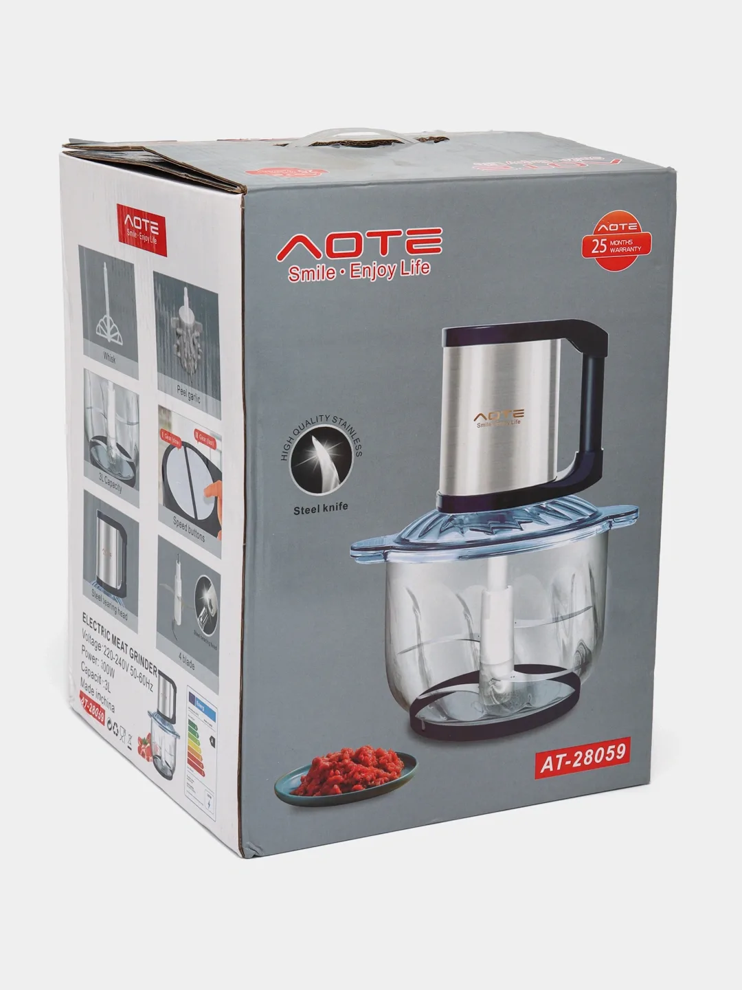 Elektr chopper-maydalagich AOTE AT-28059, 3 L, qora-kumush