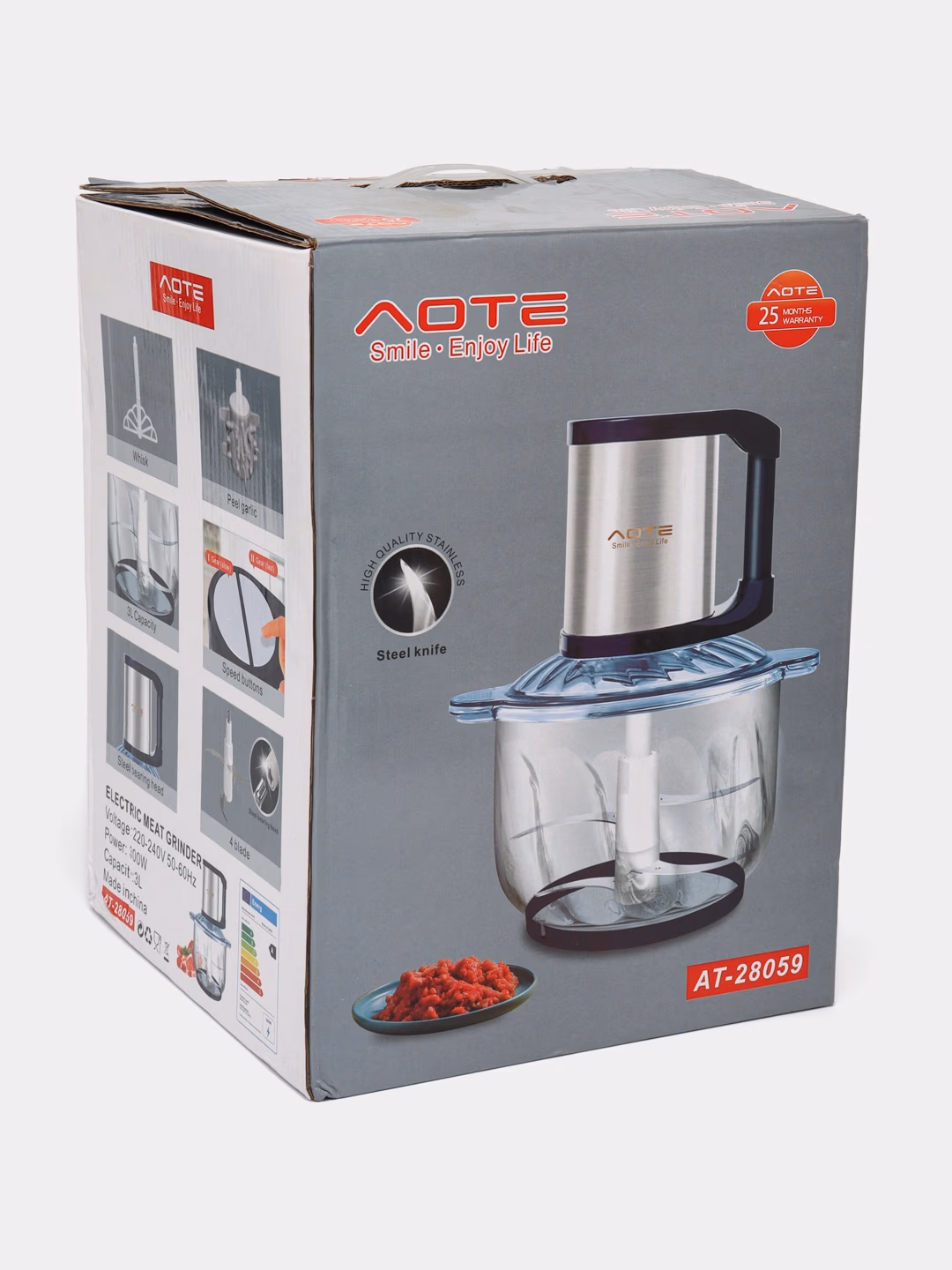 Elektr chopper-maydalagich AOTE AT-28059, 3 L, qora-kumush - 8