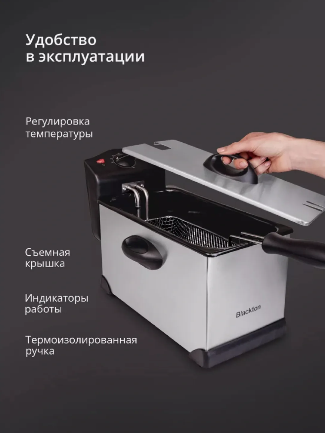 Elektr frityurnitsa Blackton Bt DF1111, 3 L, 2000 Vt, kumush-qora