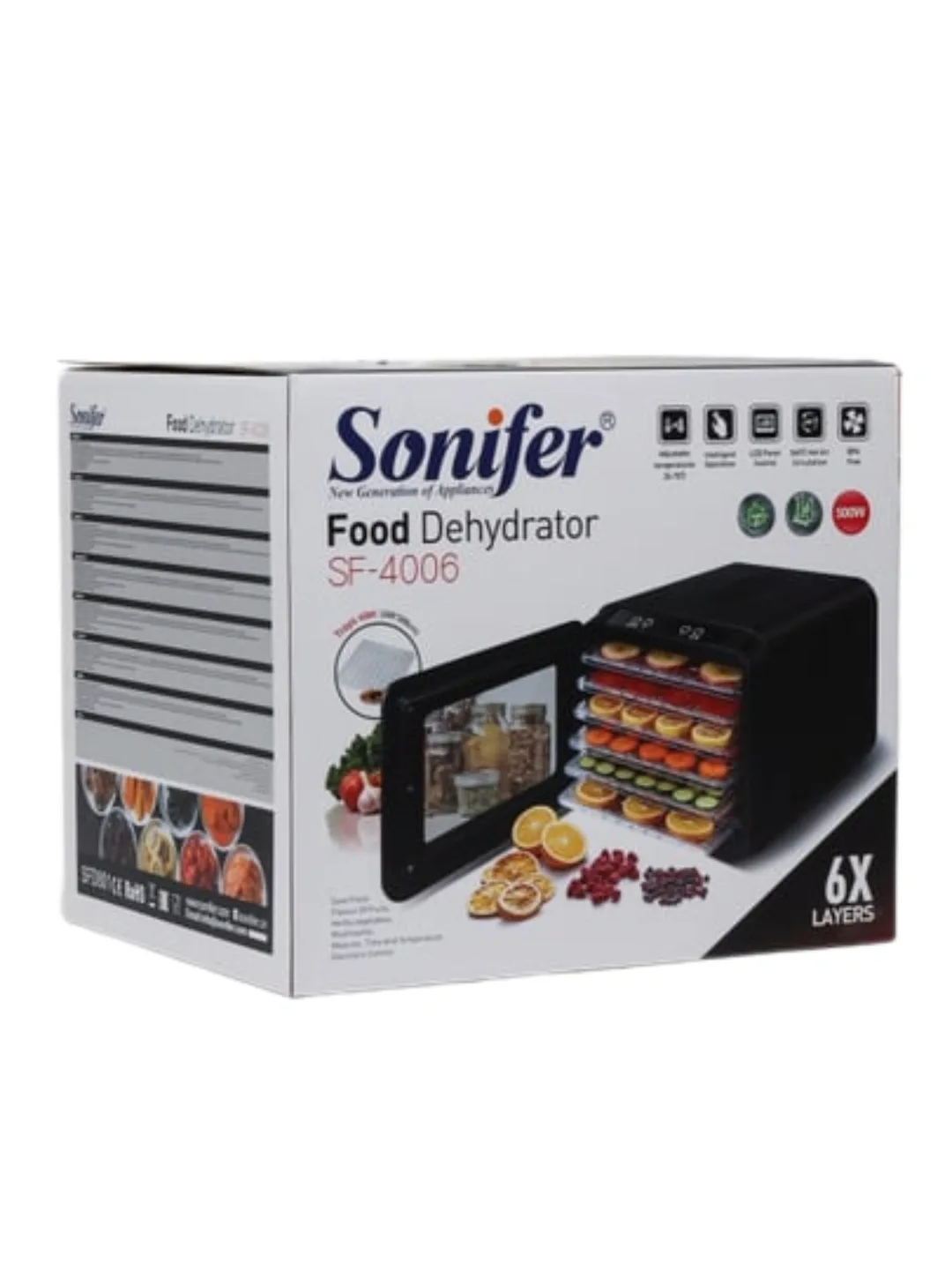 Sabzavot va meva quritgichi Sonifer SF-4006, 850 Vt, qora