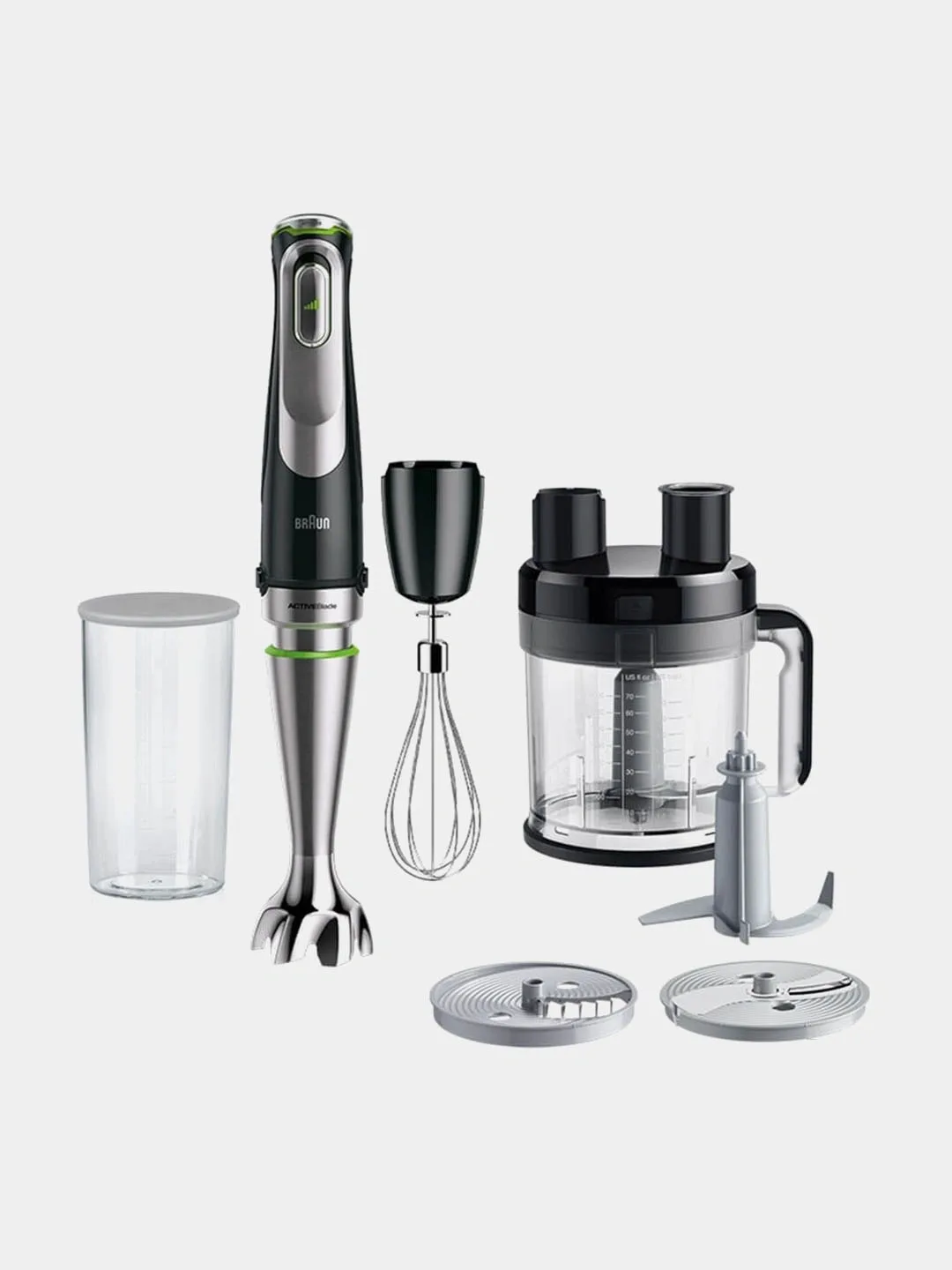 Qo'l blenderi Braun MultiQuick 9, 1200 Vt, kombayn bilan, qora