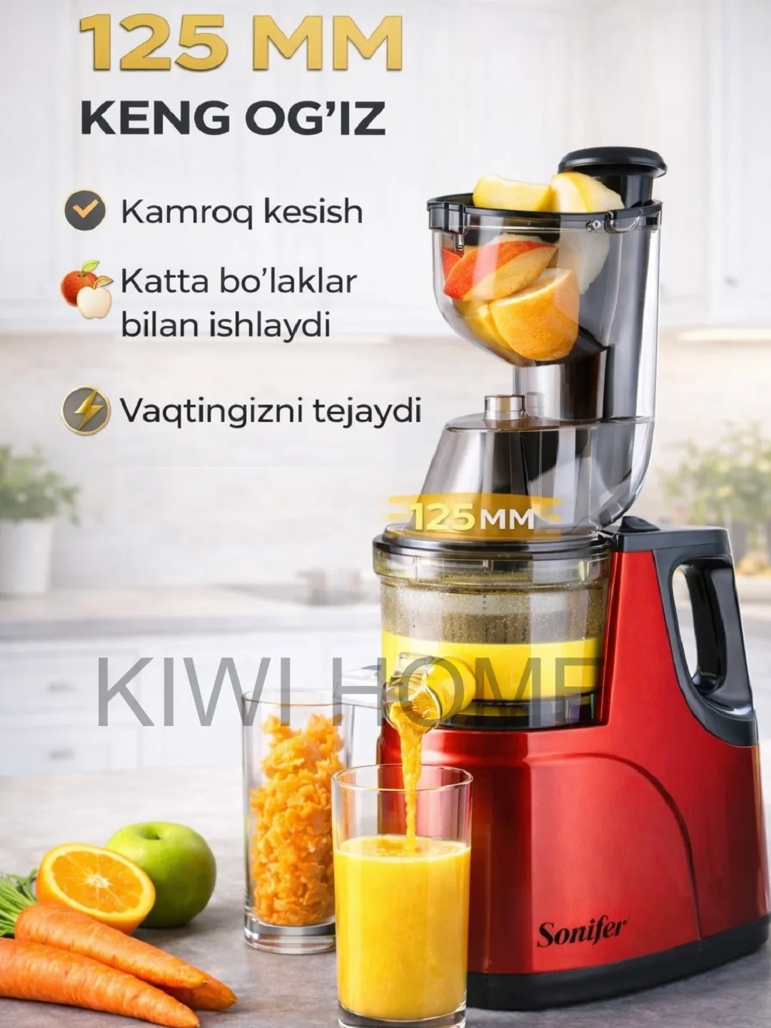 Shnekli sharbat chiqargich Sonifer SF-5537S, 250 Vt, qizil