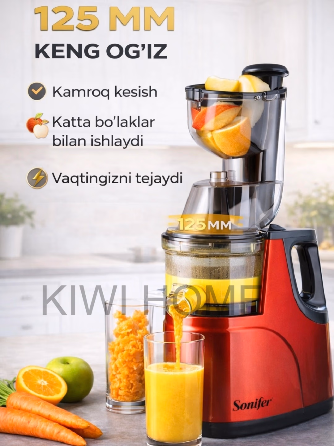 Shnekli sharbat chiqargich Sonifer SF-5537S, 250 Vt, qizil - 5