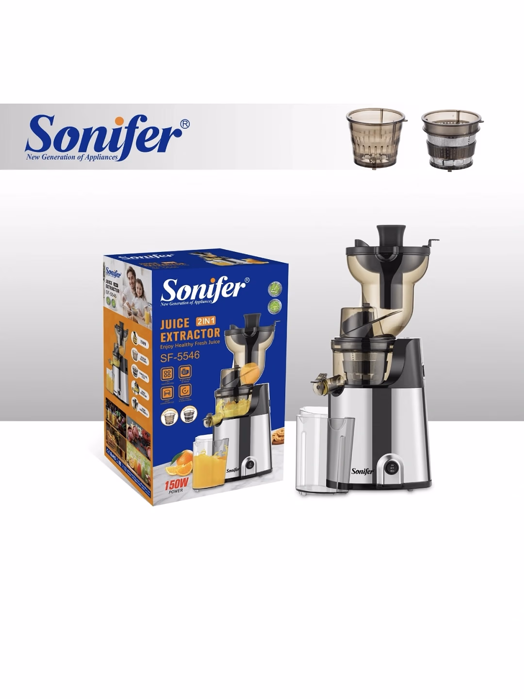 Shnekli sharbat chiqargich Sonifer SF-5537S, 250 Vt, qizil - 18