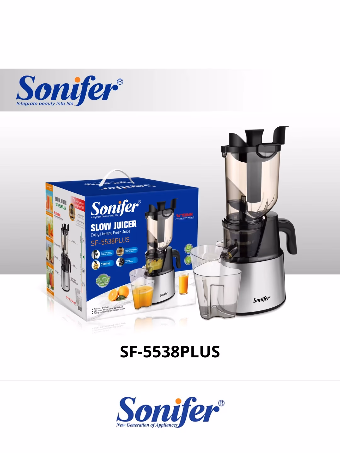 Sharbat chiqargich Sonifer SF-5538PLUS, 300 Vt, kumushrang-qora - 2