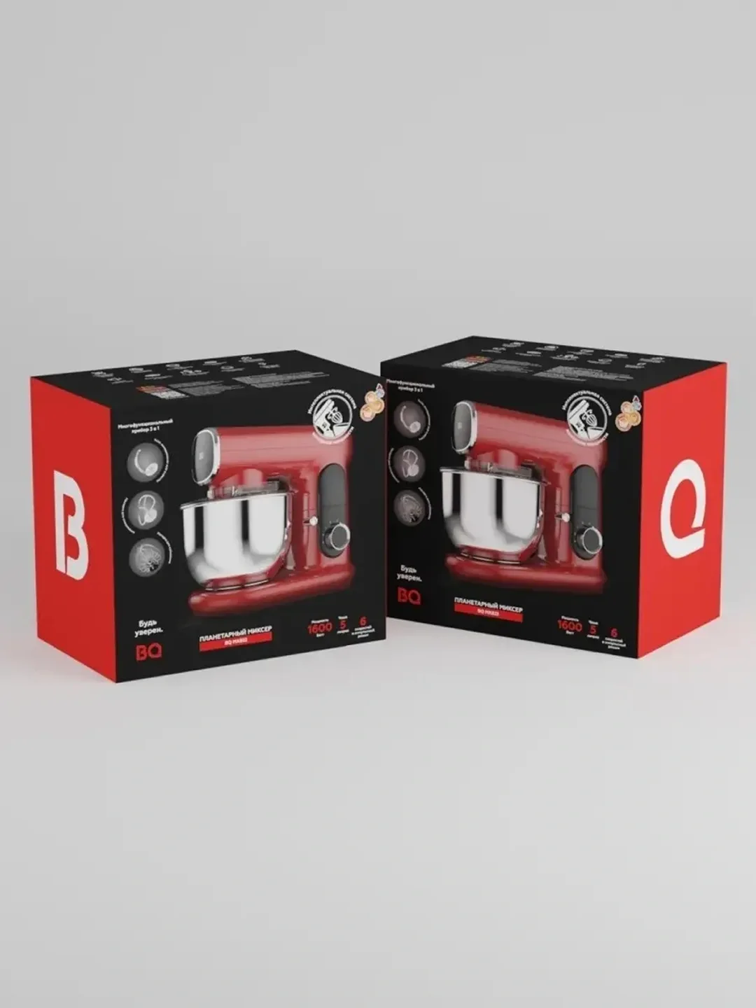 Planetar mikser BQ BQ-MX822, 5.0 L, 1600 Vt, qizil