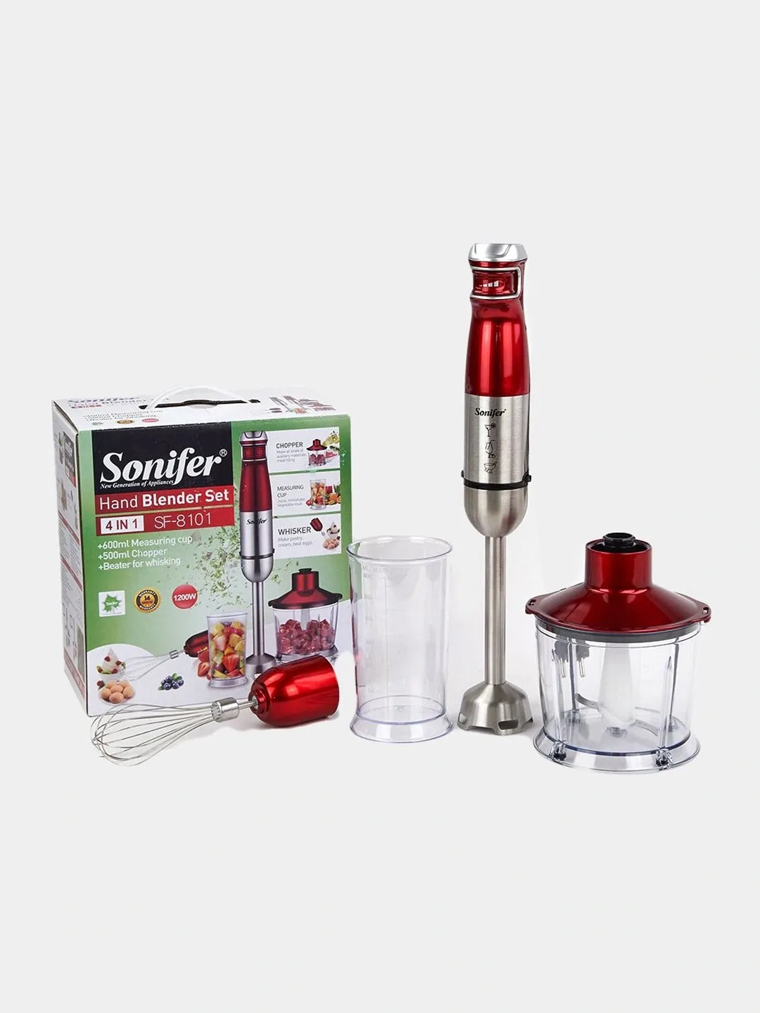 Qo'l mikseri Sonifer SF-8101, 1200 Vt, qizil