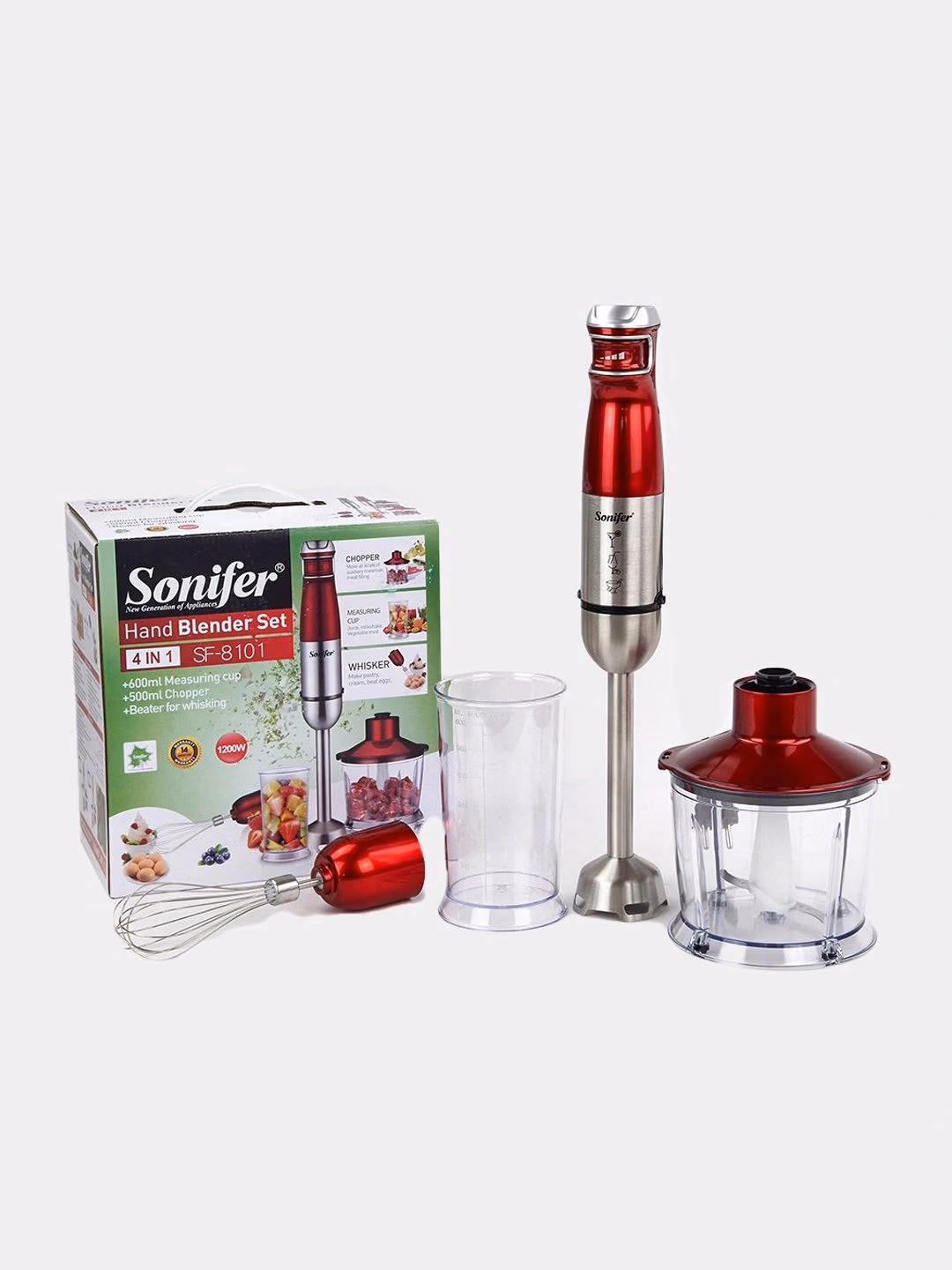 Qo'l mikseri Sonifer SF-8101, 1200 Vt, qizil