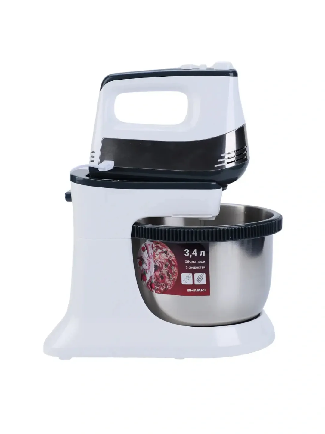 Idishli statsionar mikser Shivaki HM 5052, 3.4 L bowl, oq