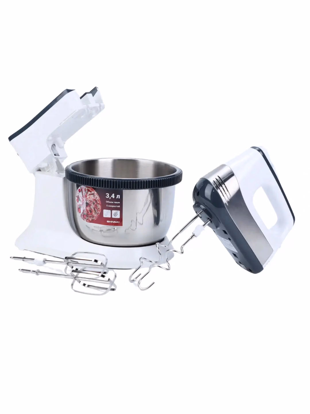 Idishli statsionar mikser Shivaki HM 5052, 3.4 L bowl, oq - 9