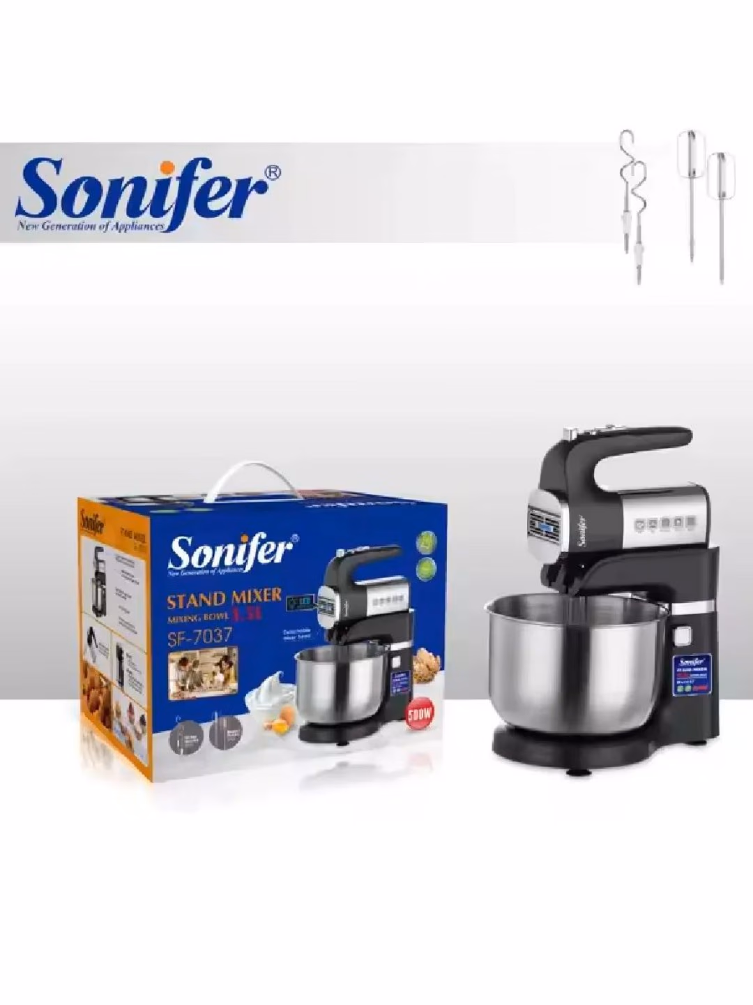 Planetar mikser Sonifer SF-7037, 3.5 L, qora - 3