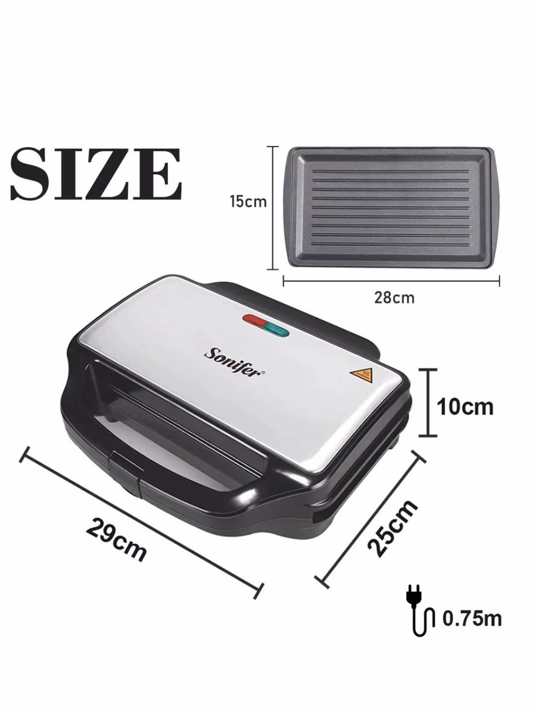 Multibaker Sonifer SF-6056 3 tasi 1 da, 900 Vt, qora - 4