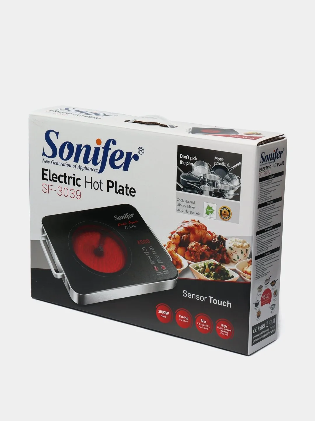 Elektr plita Sonifer SF-3039, sensorli boshqaruv, qora