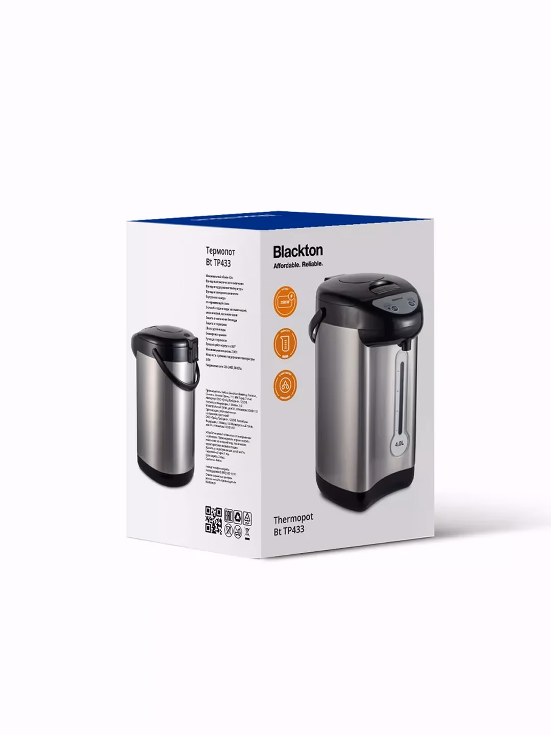 Termopot Blackton TP433, 4 L, 750 Vt, kumushrang-qora - 8