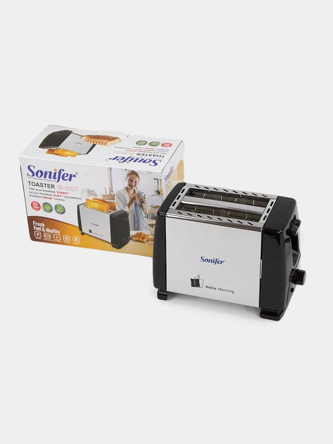 Toster Sonifer SF-6007, 2 slot, 700 Vt, qora-kumush