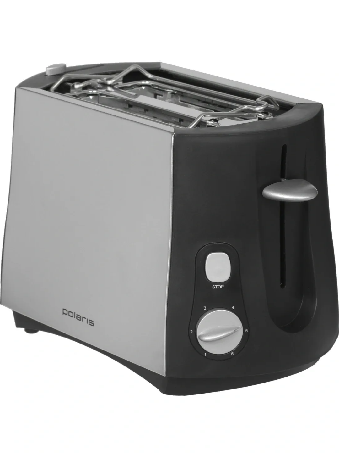 Toster Polaris PET 0812A, 800 Vt, qora-kumushrang