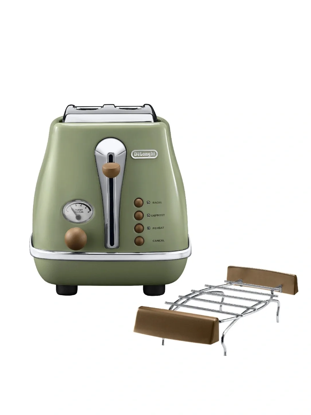 Toster De'Longhi Icona Vintage CTOV 2103, retro dizayn, yashil