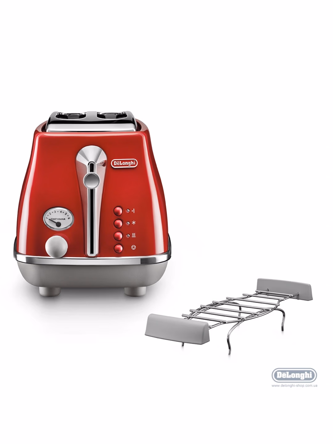 Toster De'Longhi Icona Vintage CTOV2103.R, retro dizayn, qizil - 3