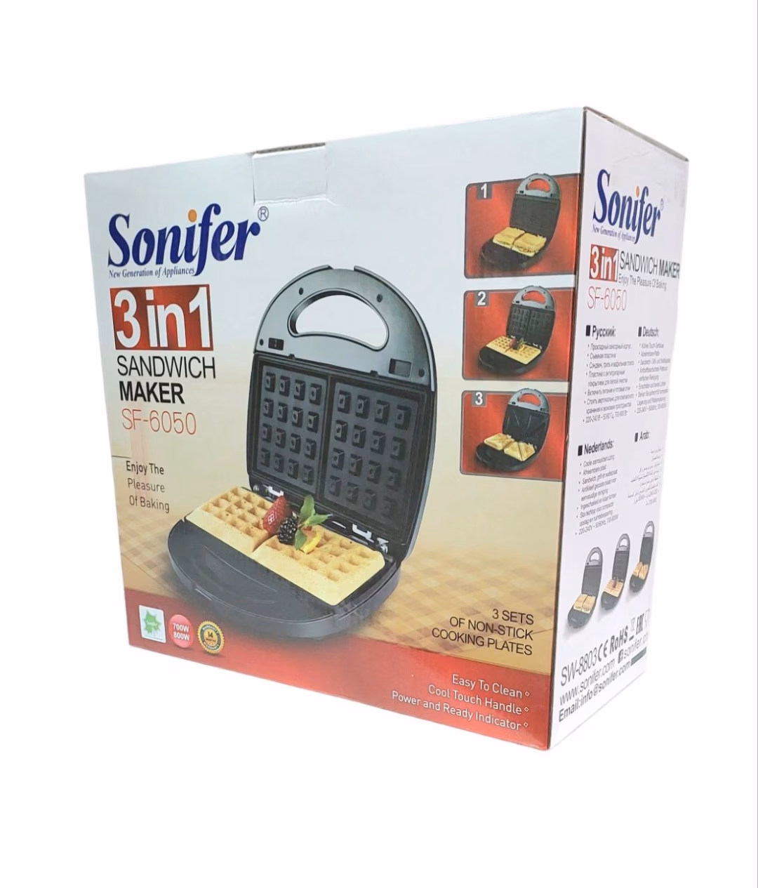 Sendvich va vafli pishirgich Sonifer SF-6050, qora-kumushrang - 6