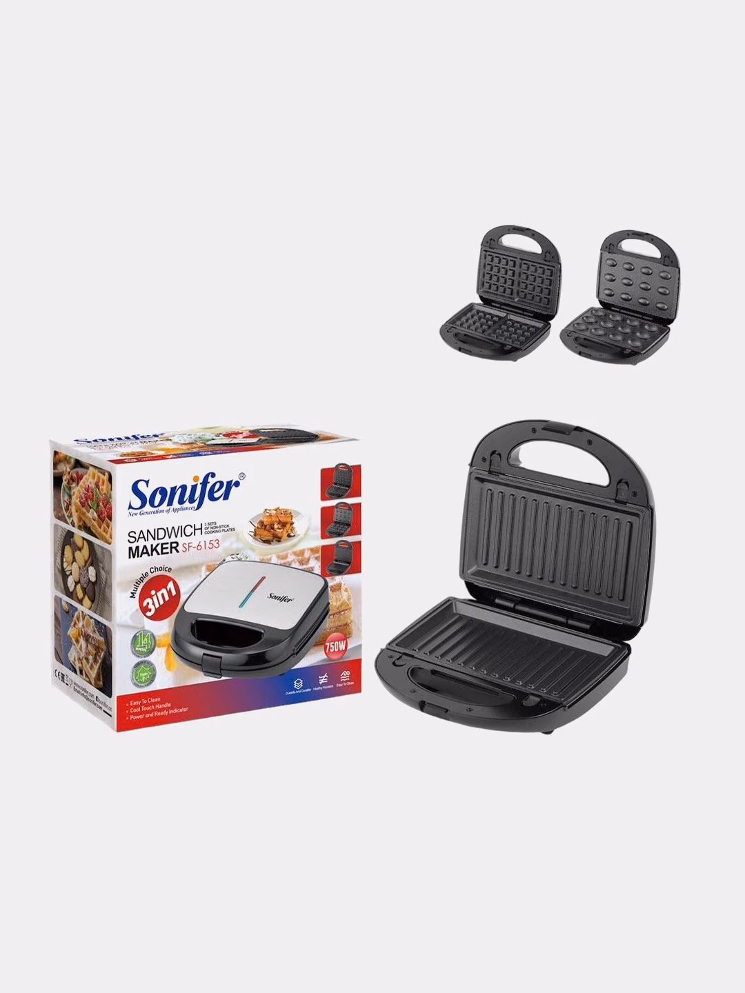 Sendvich va vafli pishirgich Sonifer SF-6153, qora-kumushrang - 8