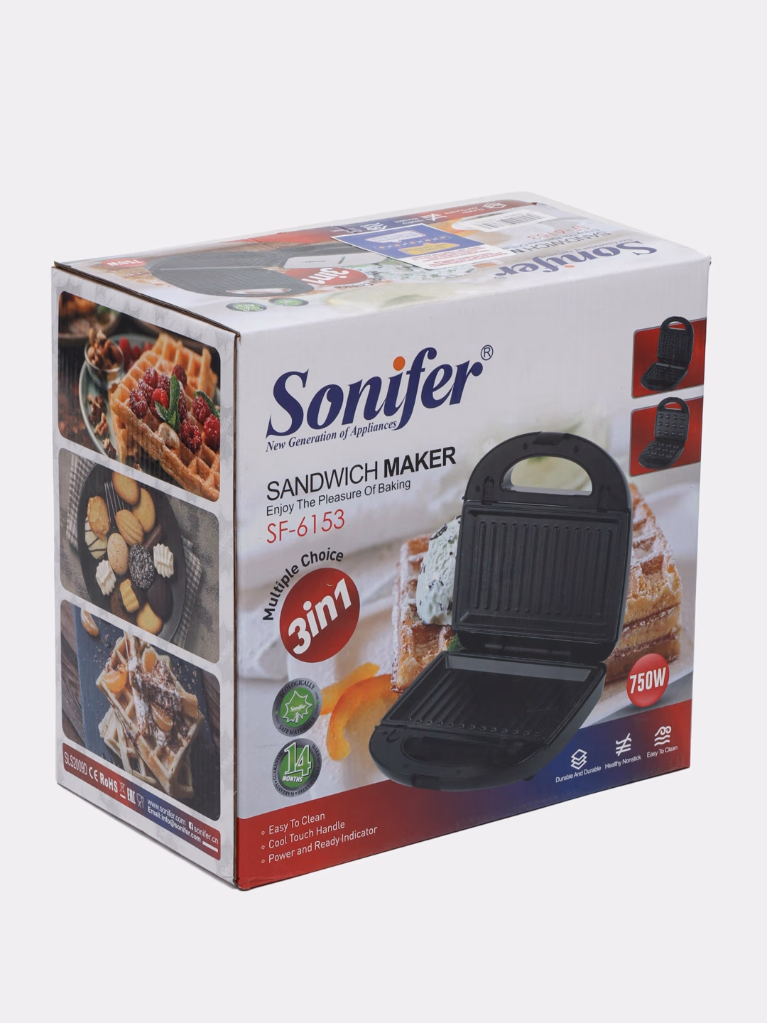 Sendvich va vafli pishirgich Sonifer 3B1, 800 Vt, qora - 6