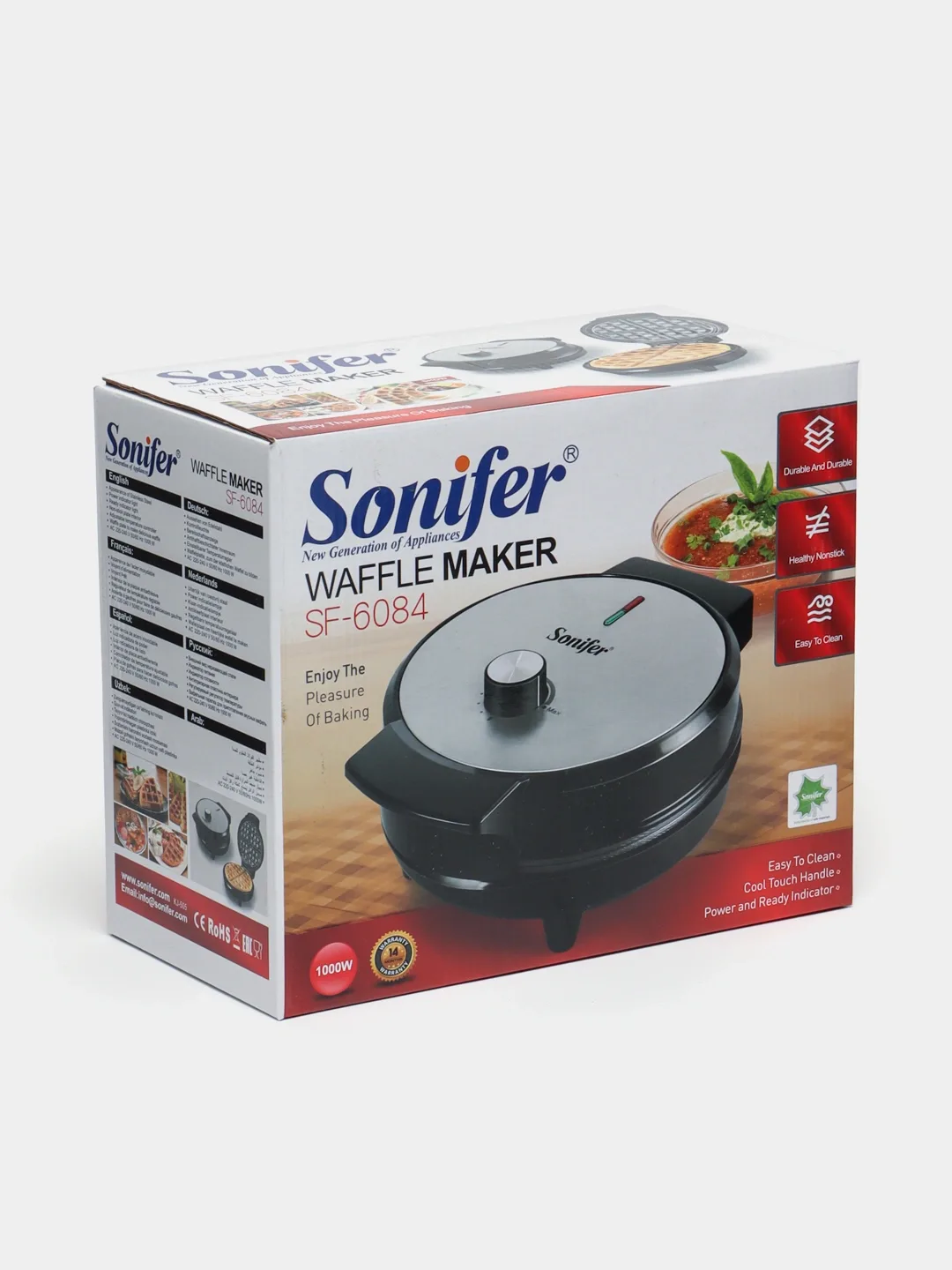 Elektr vafli pishirgich Sonifer SF6084, 1000 Vt, qora