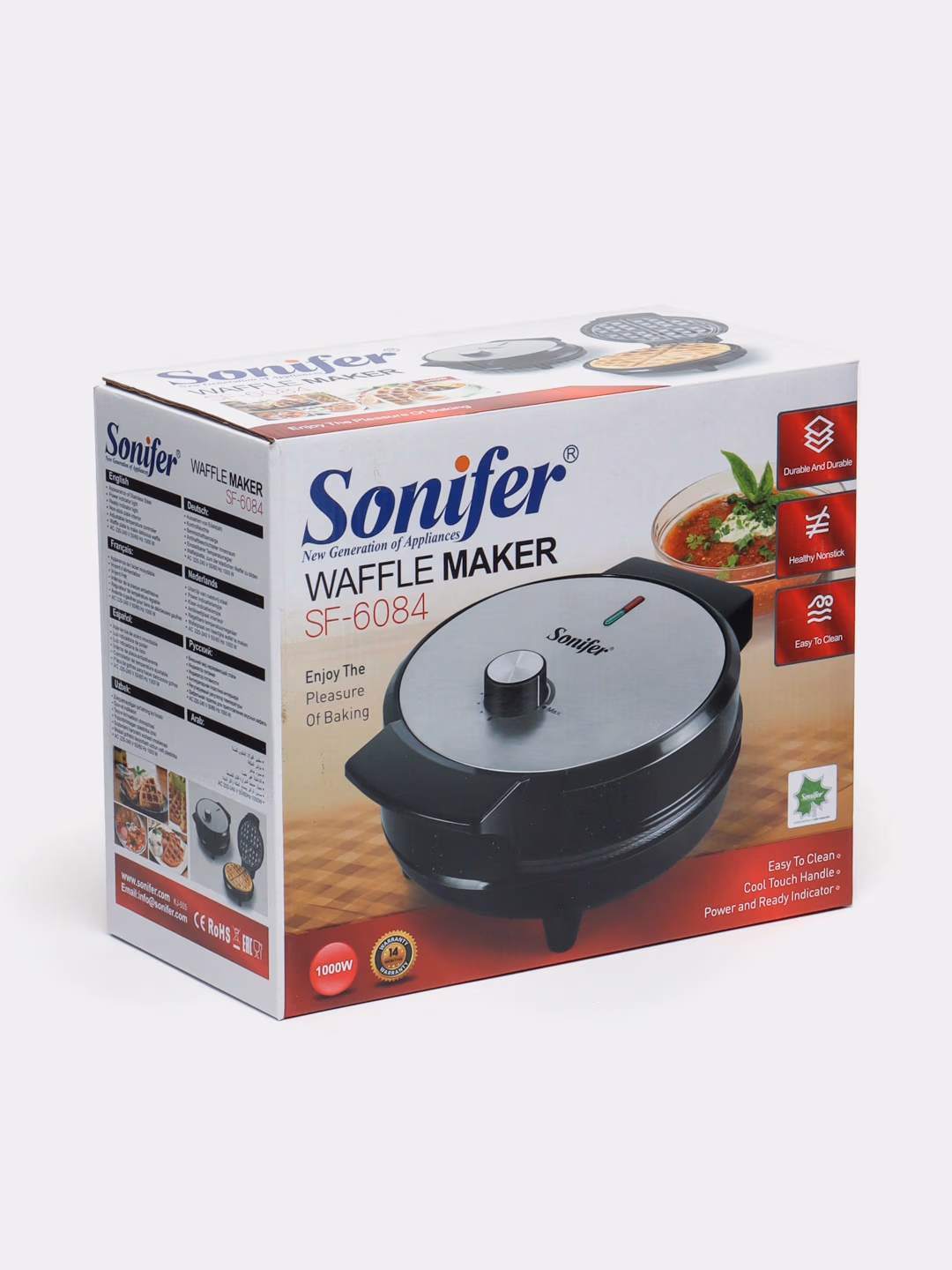 Elektr vafli pishirgich Sonifer SF6084, 1000 Vt, qora - 5