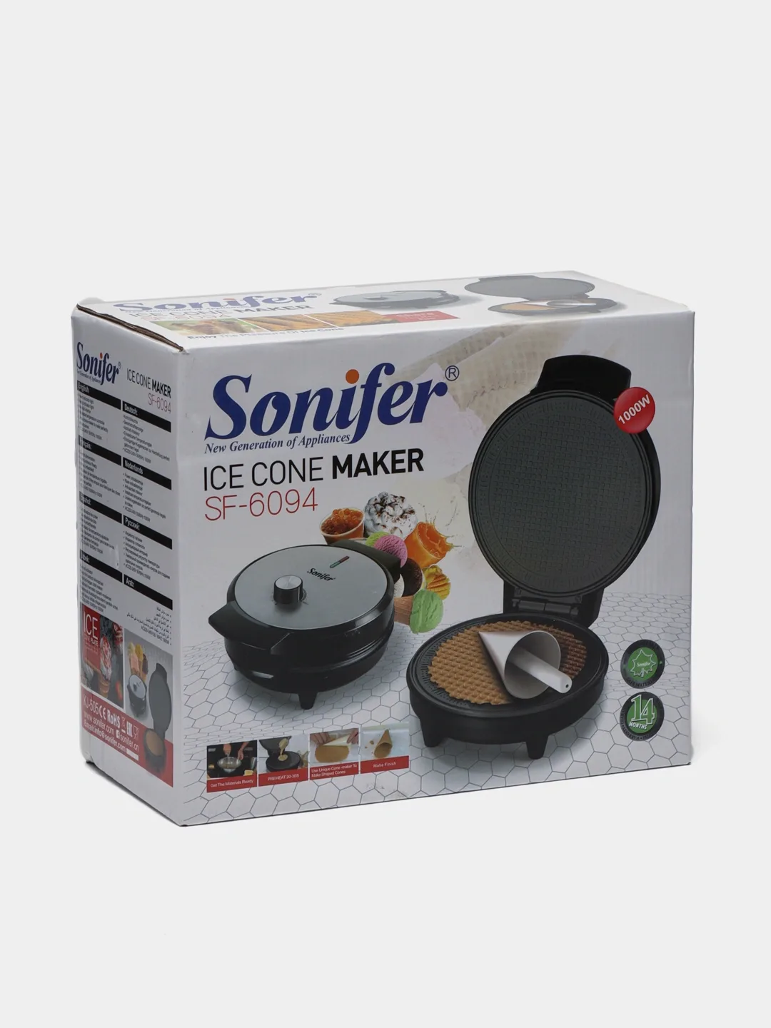 Elektr vafli pishirgich Sonifer SF-6094, 1000 Vt, qora