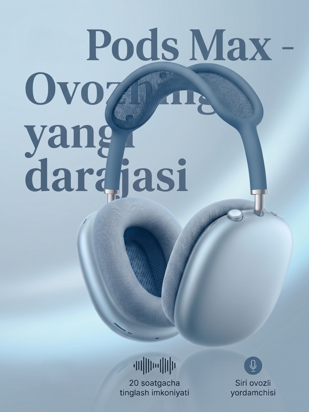 Pods Max Lux Ko'k Rangli Premium Simsiz Quloqchinlar - 2