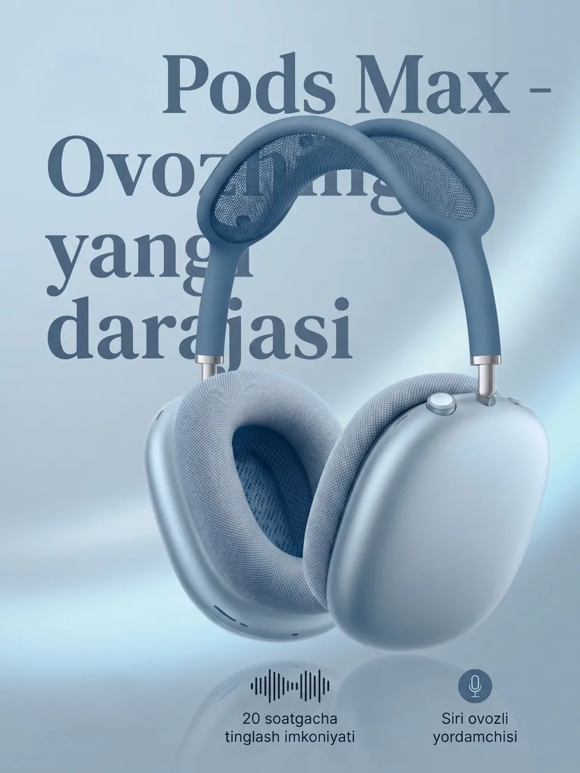 Беспроводные Bluetooth наушники Apple PODS-MAX-LUX, Синий