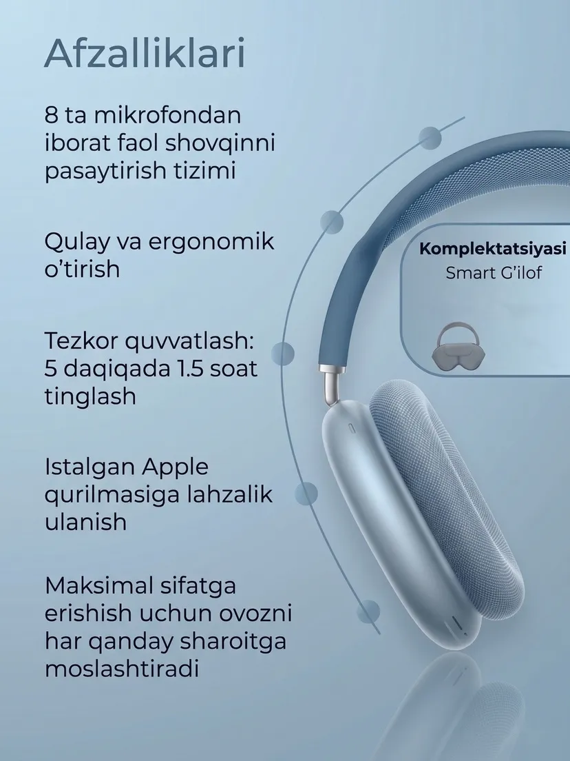 Беспроводные Bluetooth наушники Apple PODS-MAX-LUX, Синий