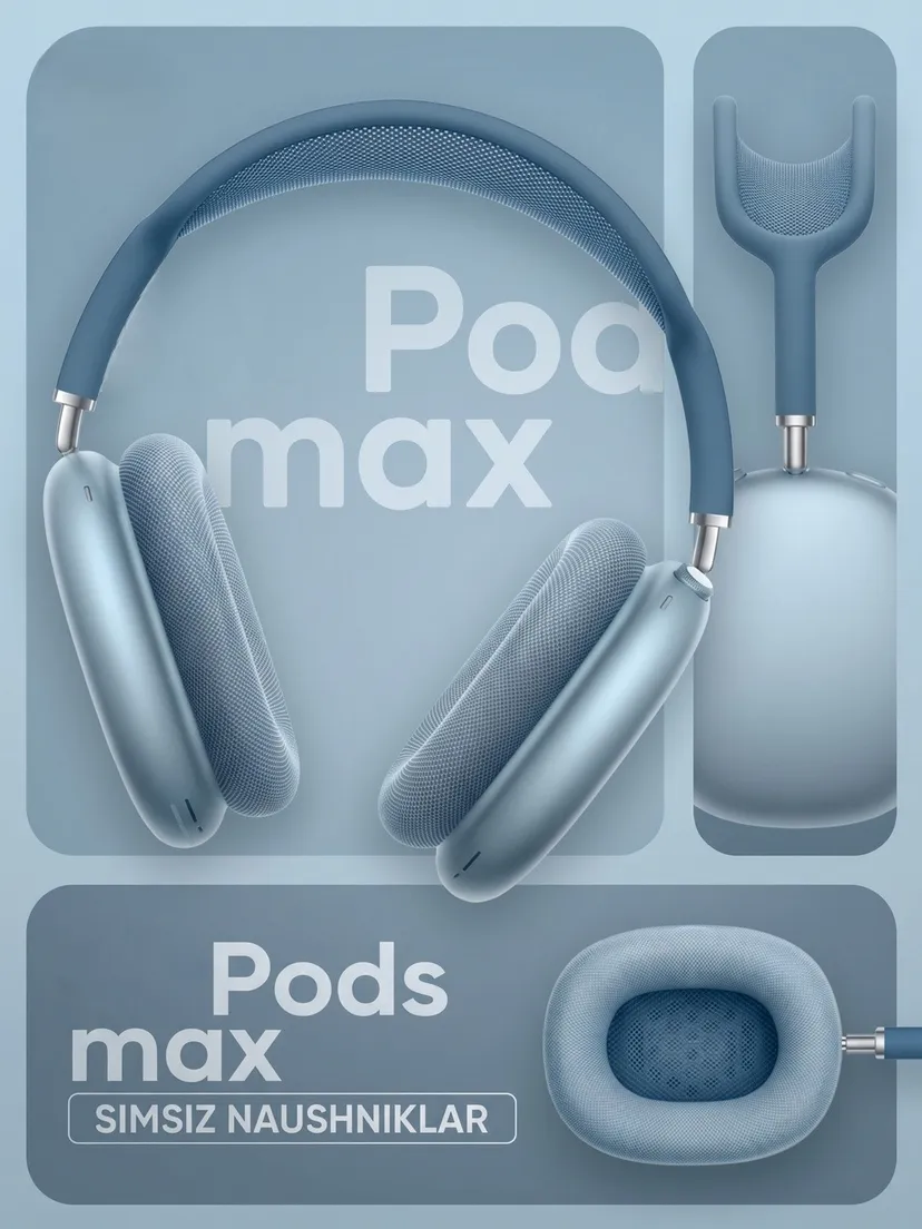 Беспроводные Bluetooth наушники Apple PODS-MAX-LUX, Синий