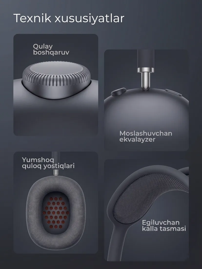 Беспроводные Bluetooth наушники Apple PODS-MAX-LUX-MIDNIGHT, Темная ночь (Midnight)