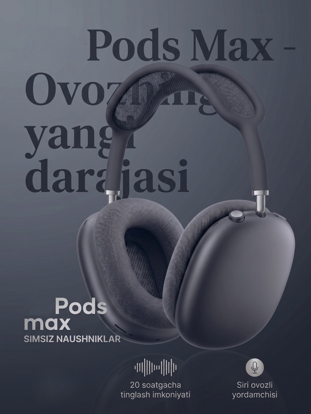 Pods Max Lux Midnight Premium Simsiz Quloqchinlar - 4