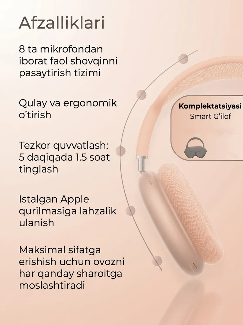 Беспроводные Bluetooth наушники Apple PODS-MAX-LUX-ORANGE, Оранжевый