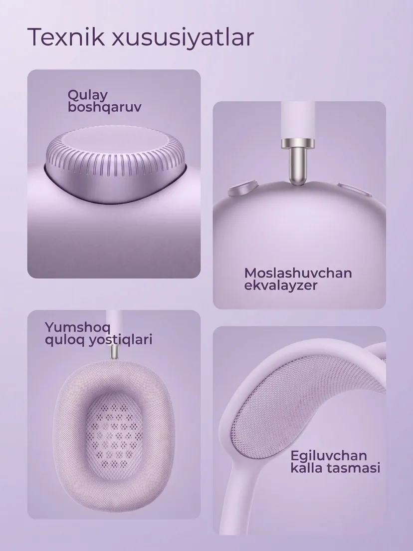 Беспроводные Bluetooth наушники Apple PODS-MAX-LUX-PURPLE, Фиолетовый