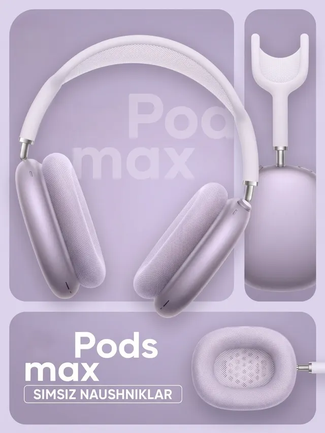 Simsiz Bluetooth quloqchinlar Apple PODS-MAX-LUX-PURPLE, Binafsha