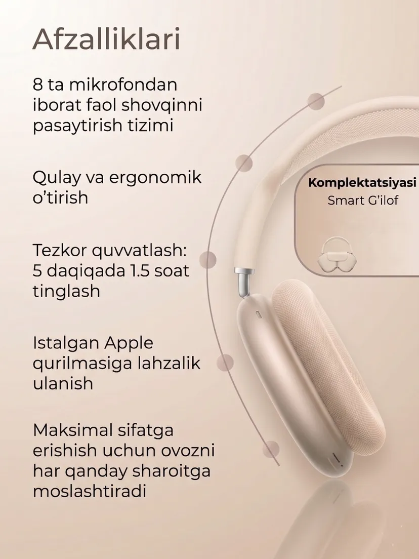 Беспроводные Bluetooth наушники Apple PODS-MAX-LUX-TITAN, Титан
