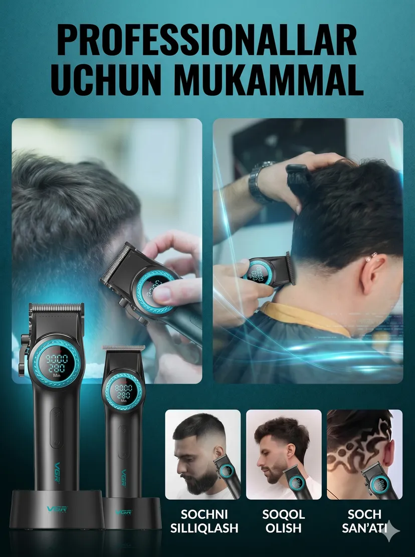 Профессиональный триммер для волос и бороды VGR V-001-977, Черный