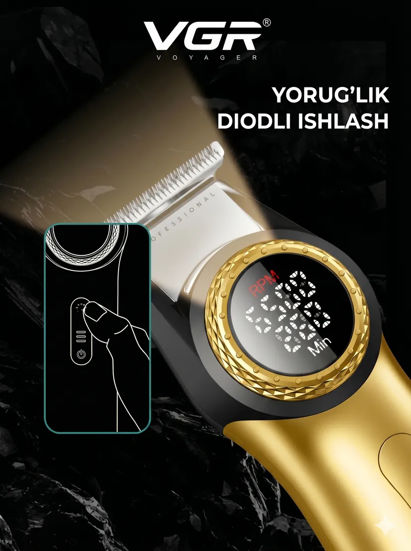 Профессиональный триммер для волос и бороды VGR V-001-977-GOLD, Золотой