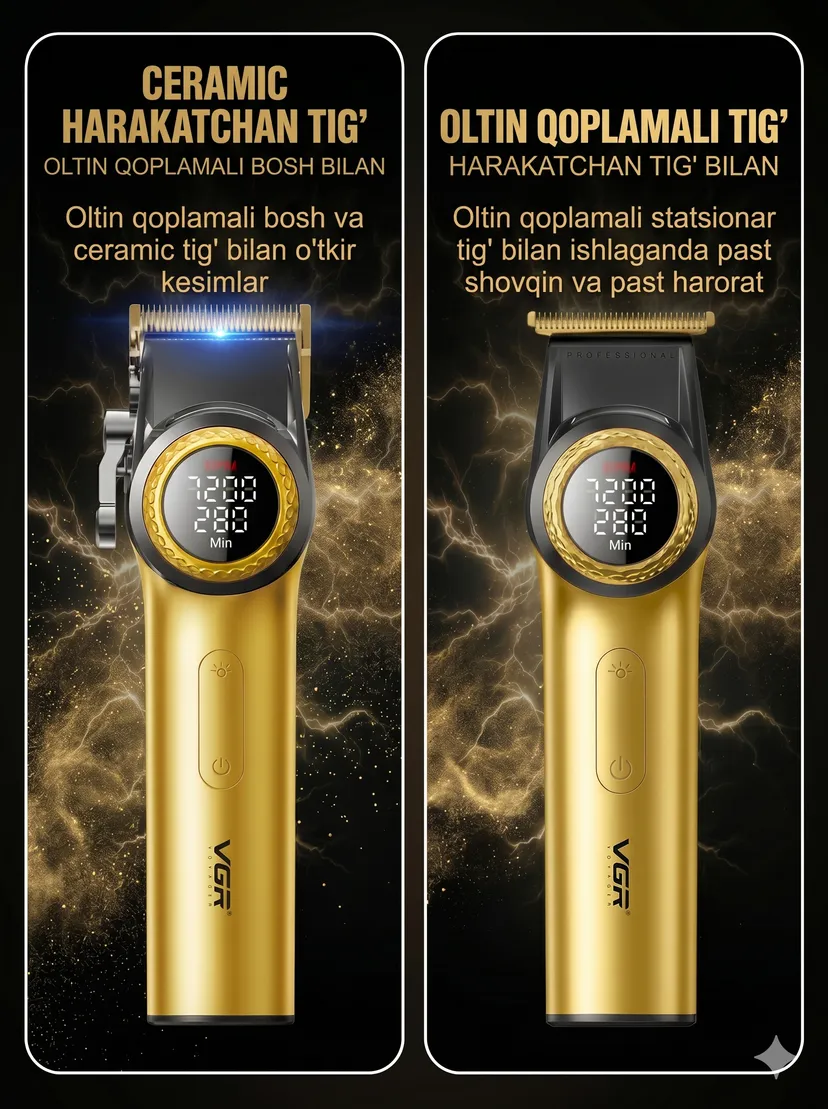 Профессиональный триммер для волос и бороды VGR V-001-977-GOLD, Золотой