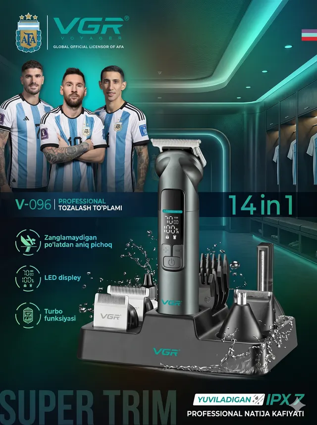 Soch va soqol olish uchun professional trimmer VGR V-096, Titan