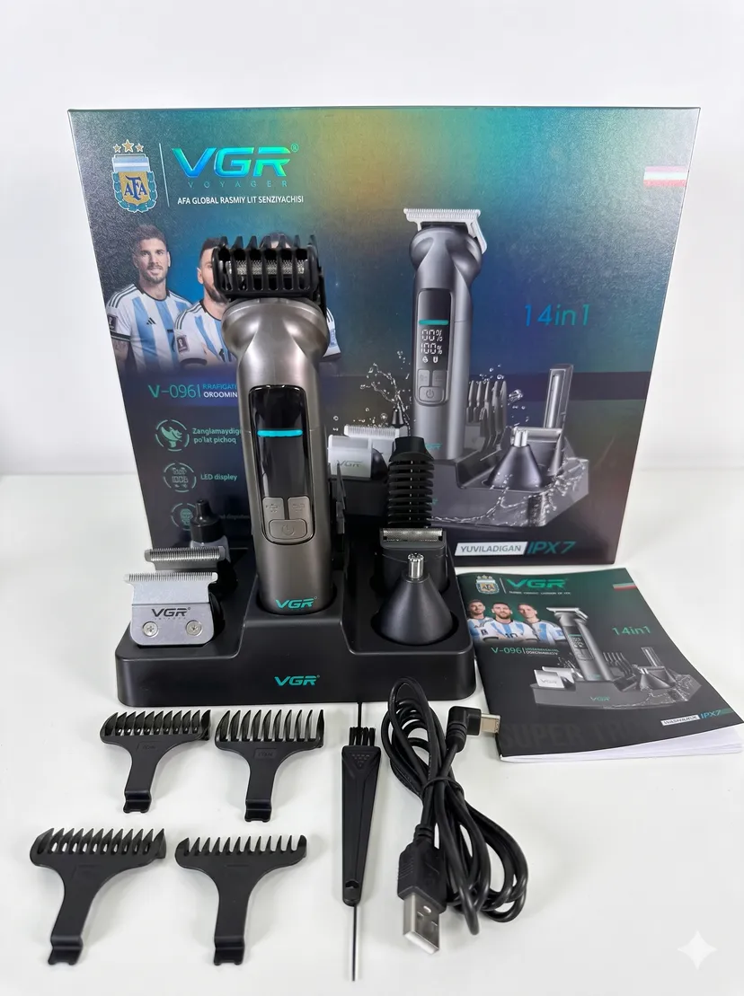 Профессиональный триммер для волос и бороды VGR V-096, Титан