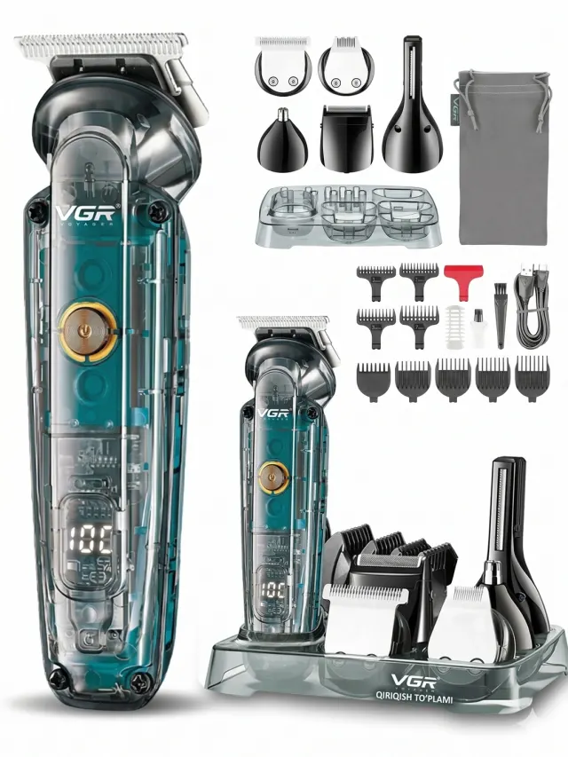 Trimmer soch, burun, soqol, olish uchun VGR V-102 qoliplari bilan, 6 tasi 1 da