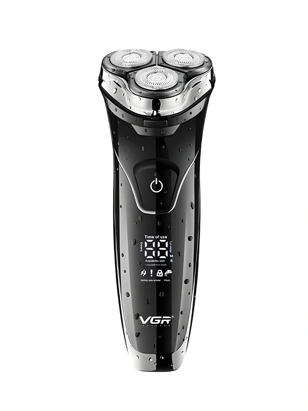 VGR V-318 3D Rotatsion Elektr Qiruq, Pop-up Trimmer, Keng LED (Vaqt+Zaryad+Blok+Suv), Qora/Xrom - 3